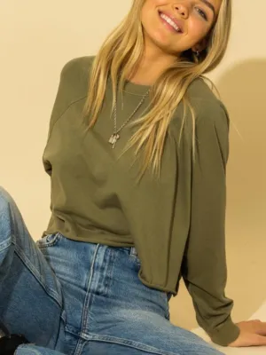 Varsity Crop Top: Olive