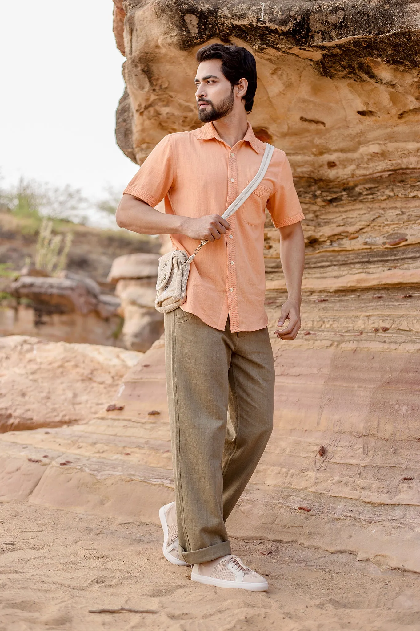 Veda Pant in Cement Twill