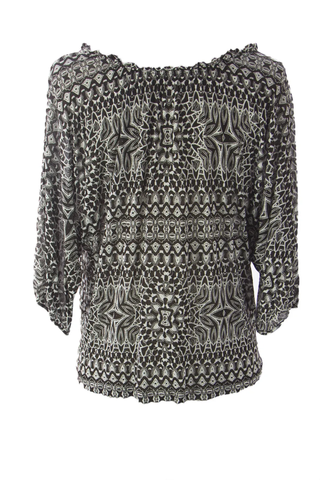 VELVET by Graham & Spencer Women's Black Floral Print Jewel Neck Top S $115 NEW