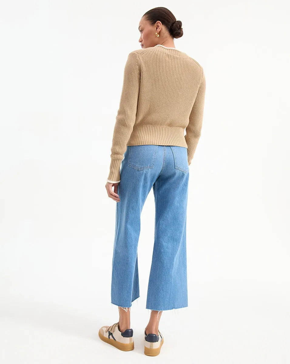 Veronica Beard Beatrice Cardigan in Stone Khaki
