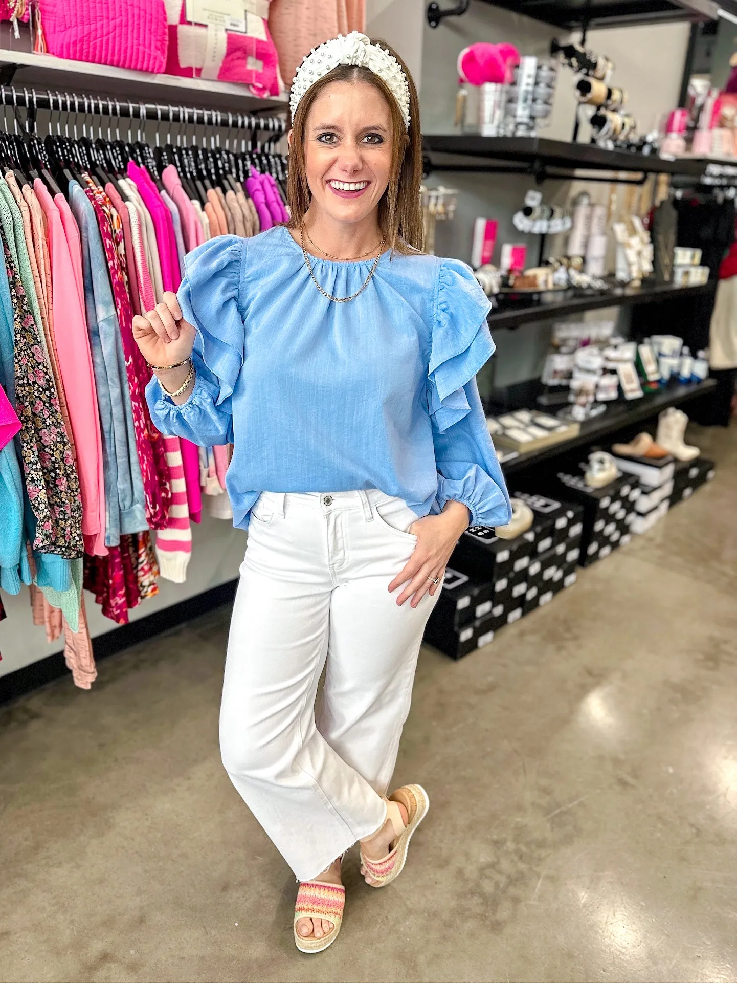 Vervet White High Rise Wide Leg Crop