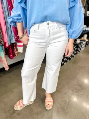 Vervet White High Rise Wide Leg Crop