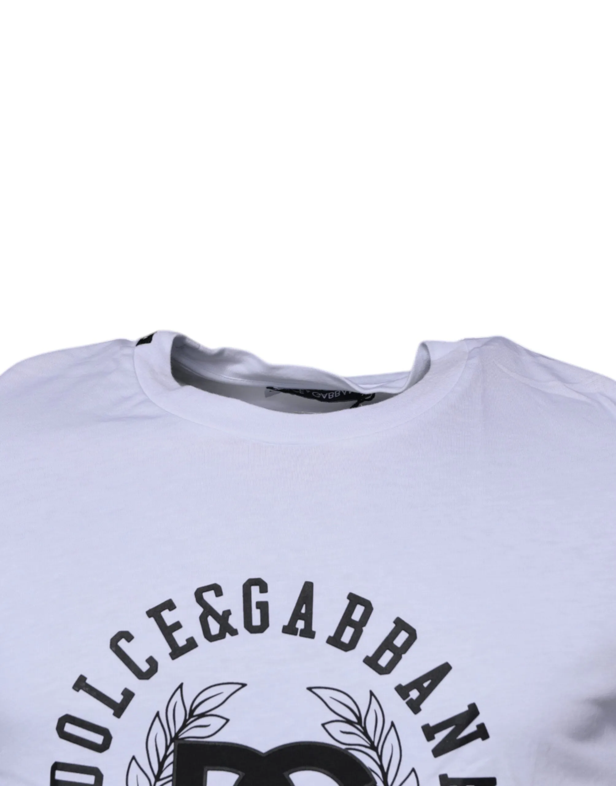 White Logo Print Cotton Crew Neck T-shirt