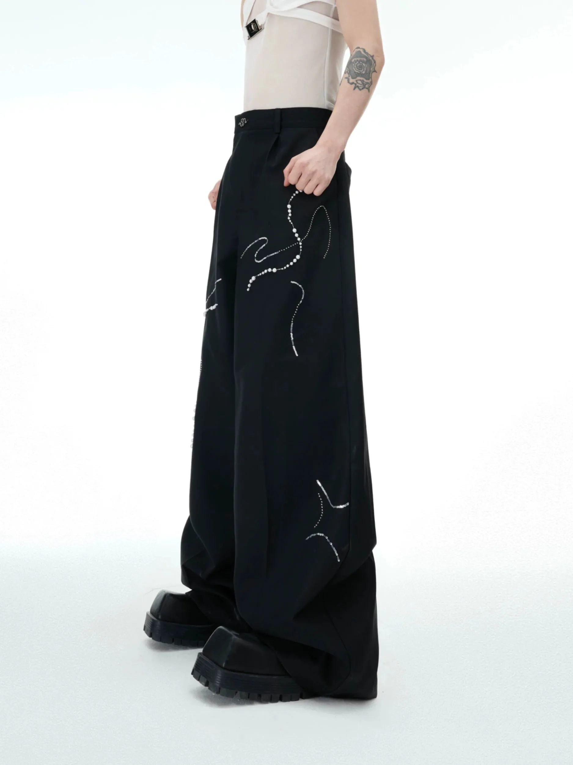 Wide-Leg Snake Suit Pants Set