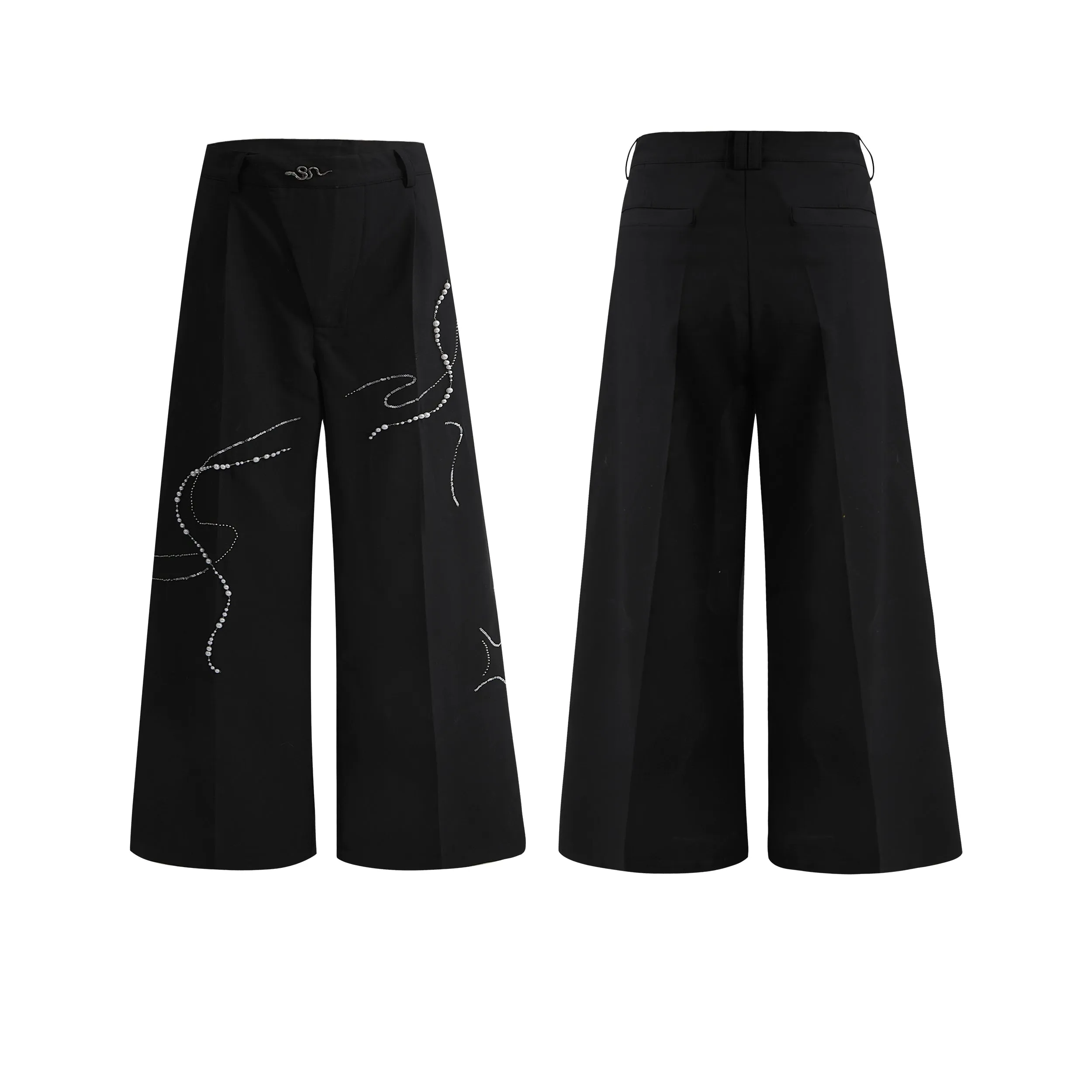 Wide-Leg Snake Suit Pants Set