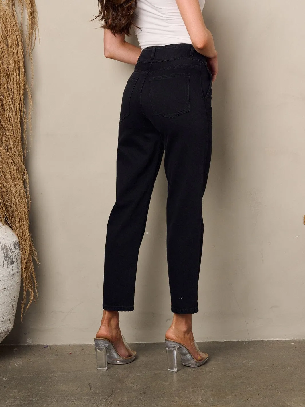 WOMEN'S 3 BUTTON CLOSURE DENIM PANTS