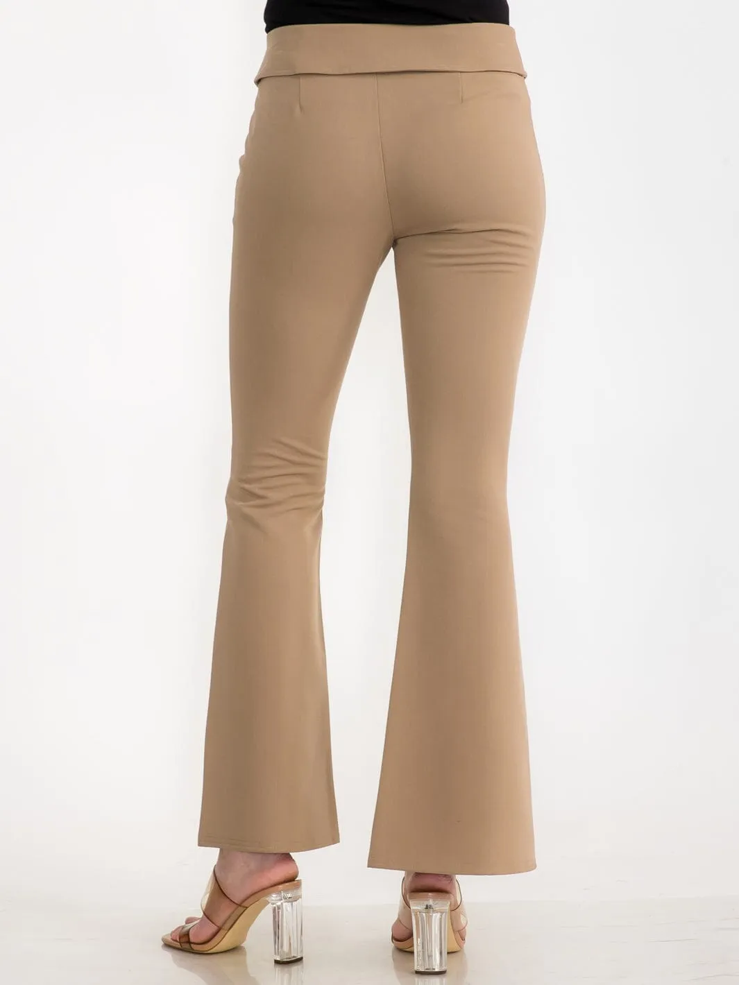 WOMEN'S BUTTON CLOSURE BELL LEG PANTS