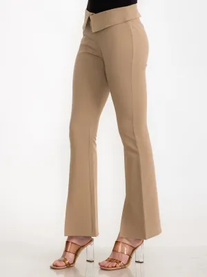 WOMEN'S BUTTON CLOSURE BELL LEG PANTS