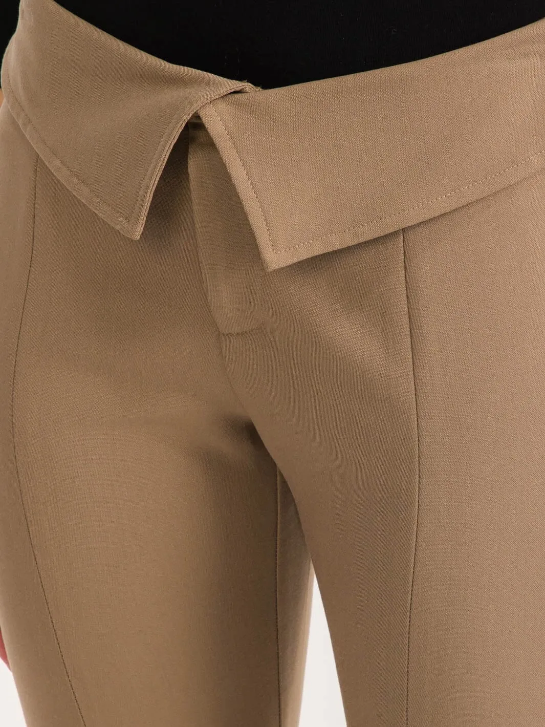 WOMEN'S BUTTON CLOSURE BELL LEG PANTS
