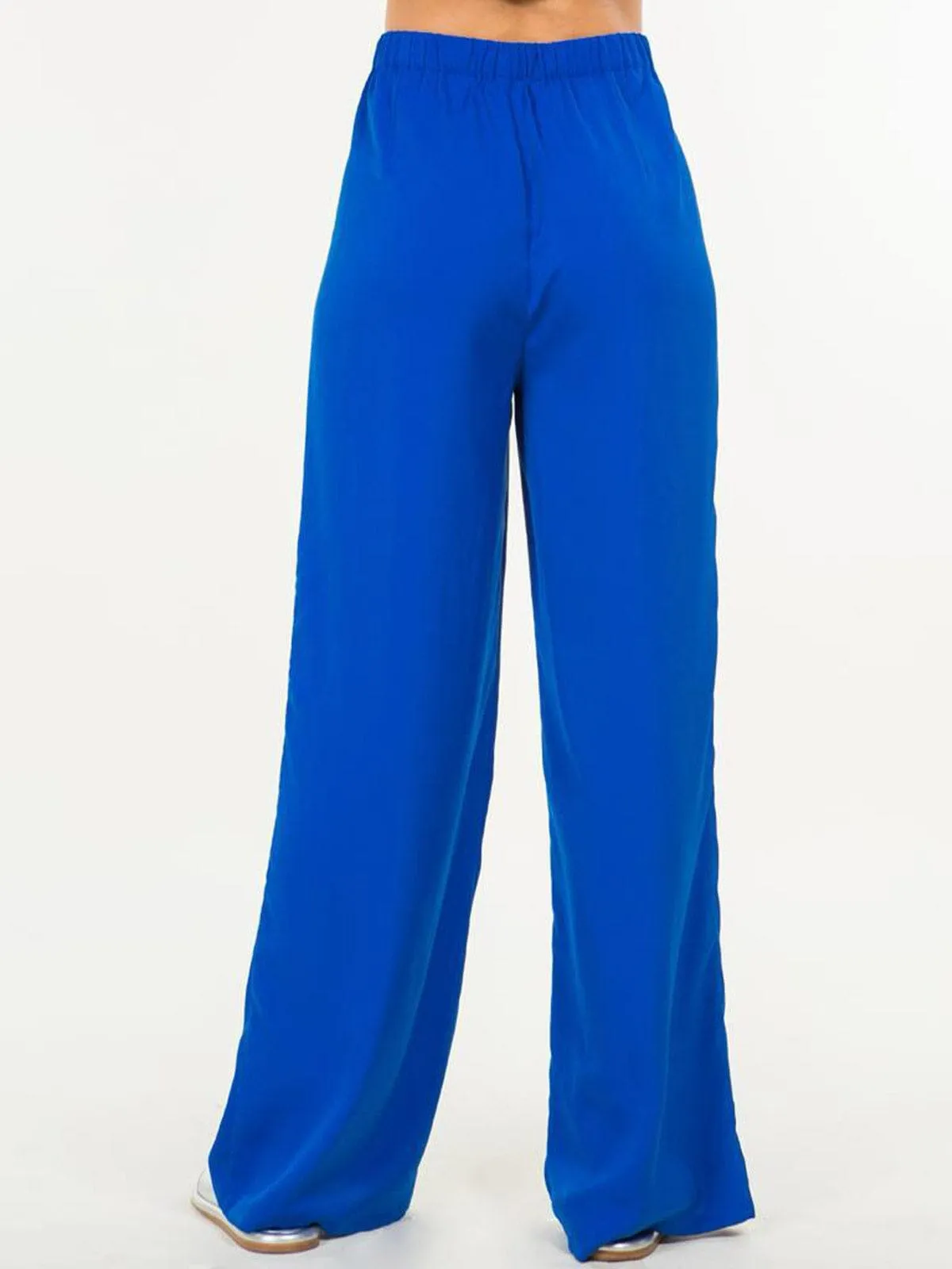 WOMENS BUTTON CLOSURE POCKETS WIDE LEG PANTS