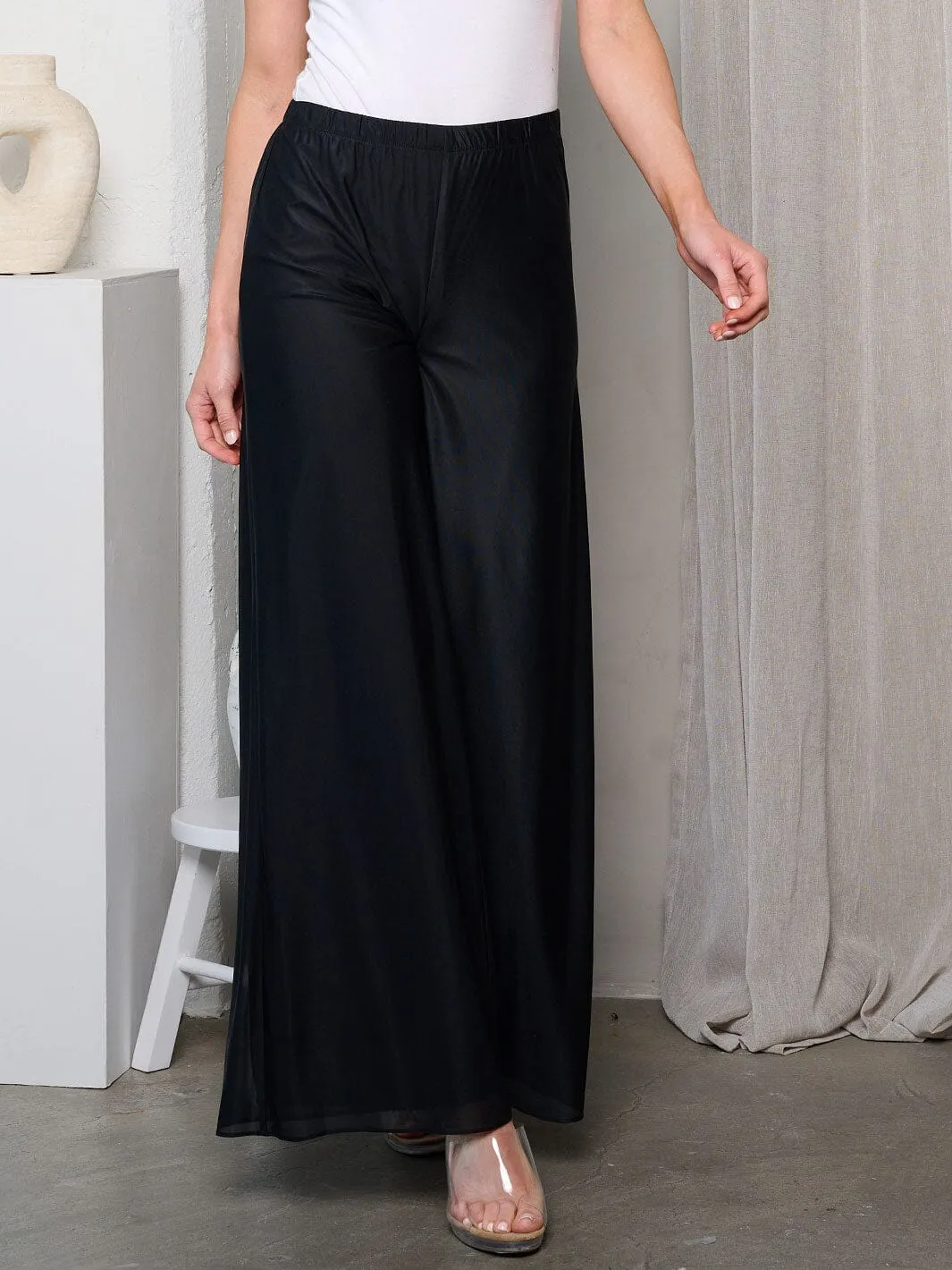 WOMEN'S ELASTIC WAIST WIDE LEGS PANTS