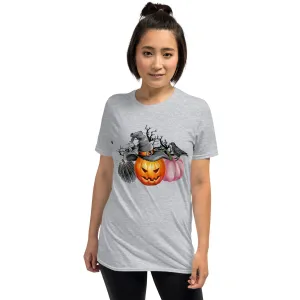 Womens Halloween Graphic Tee-Pumpkin Crow