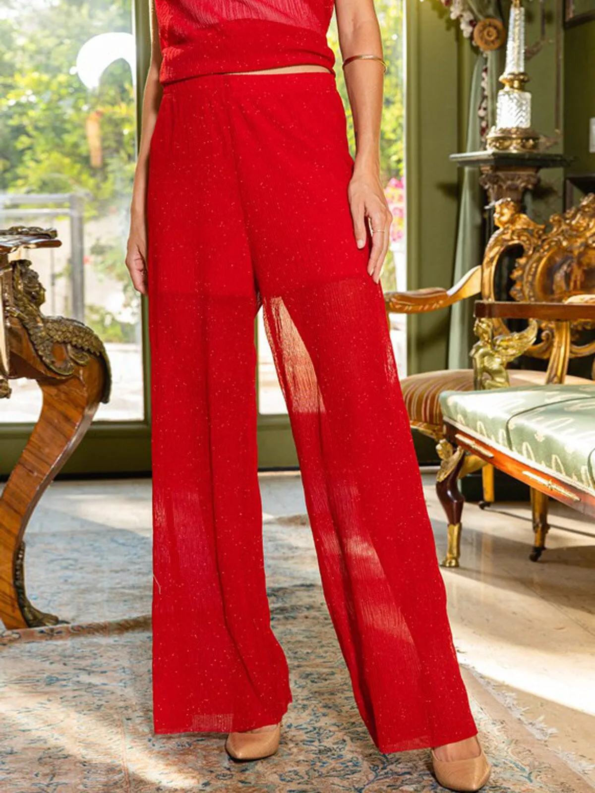 WOMEN'S SHIMMER WIDE LEG PANTS