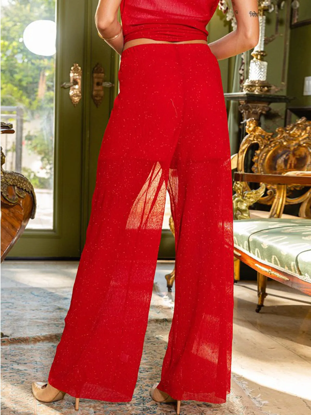 WOMEN'S SHIMMER WIDE LEG PANTS