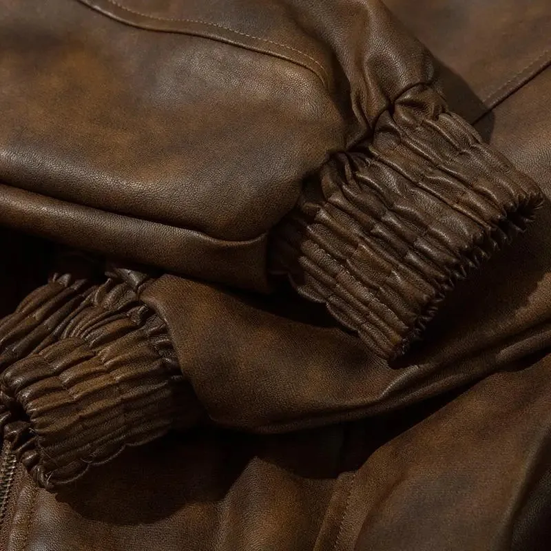 Y2K Retro PU Leather Jacket for Stylish Outdoor Outfits