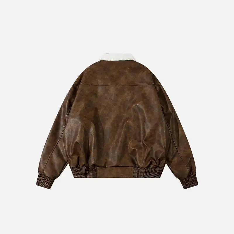 Y2K Retro PU Leather Jacket for Stylish Outdoor Outfits