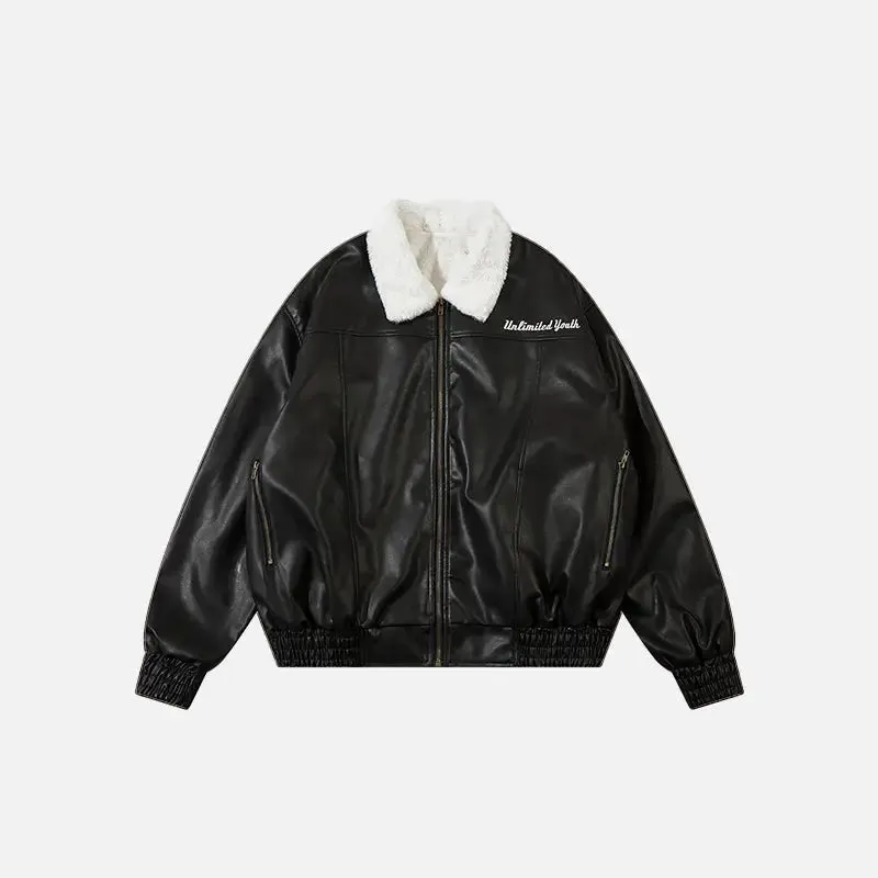 Y2K Retro PU Leather Jacket for Stylish Outdoor Outfits