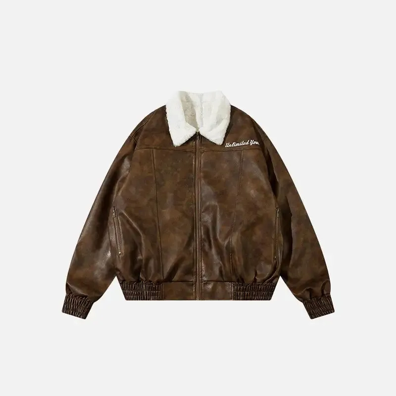 Y2K Retro PU Leather Jacket for Stylish Outdoor Outfits