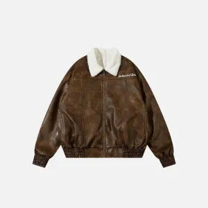 Y2K Retro PU Leather Jacket for Stylish Outdoor Outfits